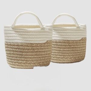 Summer & Rose Set of 2 Woven Hanging Baskets, includes hardware NEW